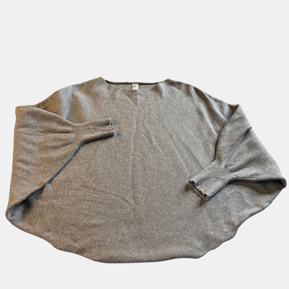 Heathmoor Womens Grey Ribbed Batwing Boatneck Sweater Oversized S/M Heathered‎ - Picture 3 of 16